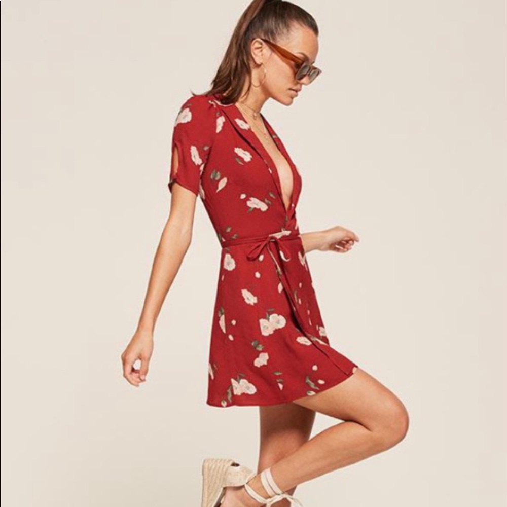 Brand New Reformation Printed Wrap Dress